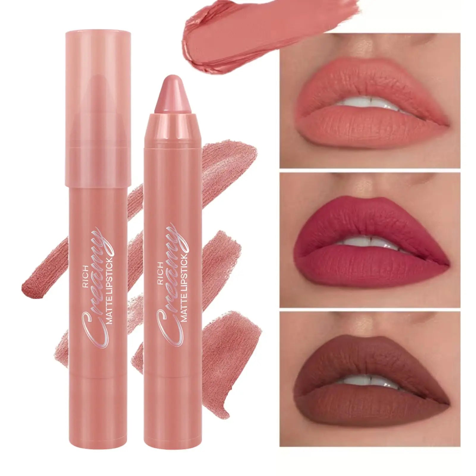1PC Nude Series Lipstick - Waterproof & Long-Lasting | Crayon Lipstick Glossy & Matte Finish, Buildable Coverage Zpaxo