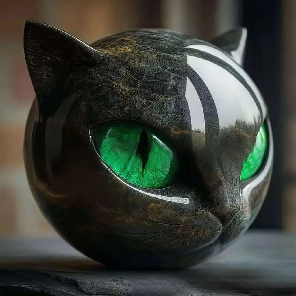 Mystic Black Cat Resin Sculpture – Gothic Witchy Home Decor Resin Sculpture Zpaxo B