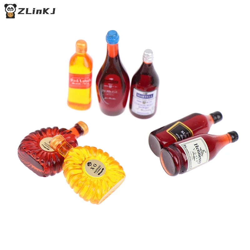 ▶9Pcs Doll House World Famous Foreign Wine XO Whiskey Miniature Food Play Zpaxo