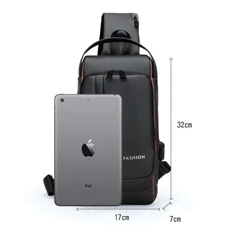 Waterproof Bag Large Capacity Men USB Sports Running Shoulder
