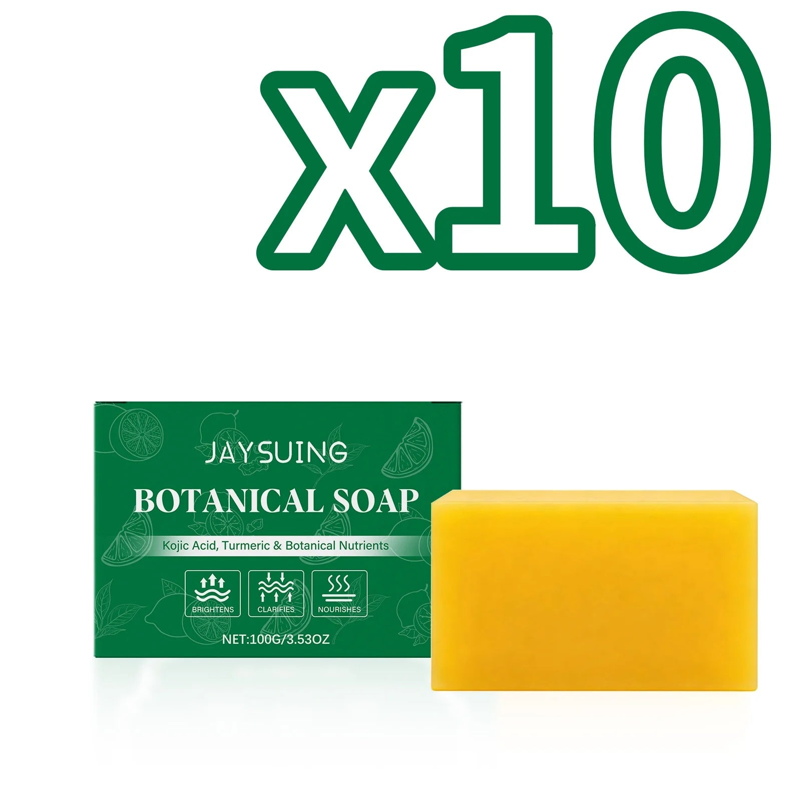 Jaysuing Turmeric Botanical Soap – Cleanse, Moisturize & Exfoliate Botanical Bar Soap Zpaxo 100g Boxed X 10PCS