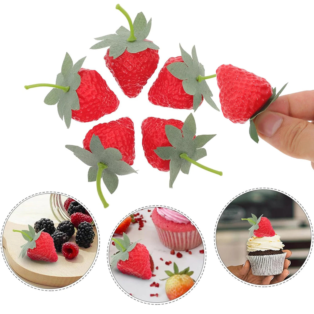 Matte Artificial Strawberries – Fake Fruit Décor & Photo Props