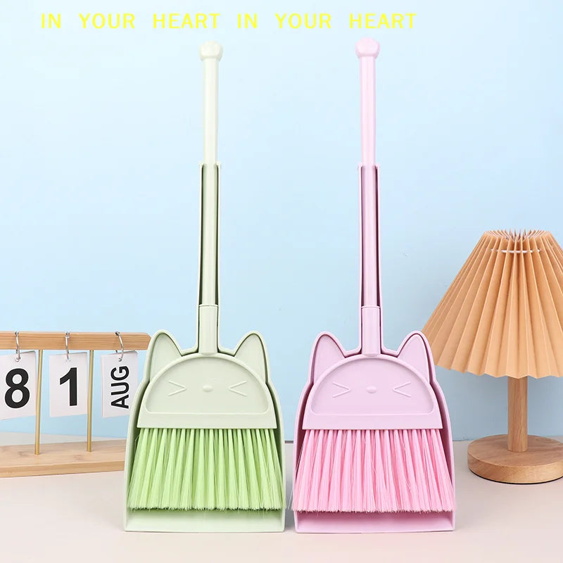 【X】1 Set Cartoon Flexible Bristles Kids Pretend Play Toddlers Indoor Outdoor Floor Sweeping Tool Kit Mini Children Broom Dustpan Zpaxo