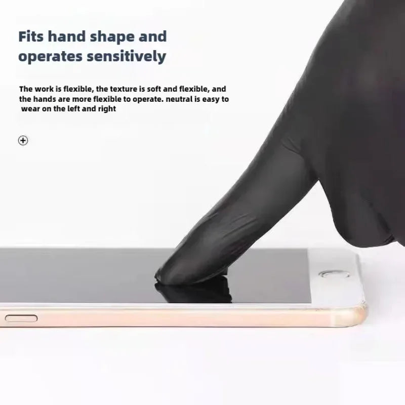 20/100Pc Housework Strong Black Disposable Nitrile Gloves PVC Latex Free AntiStatic Garden Pet Care Tattoo Work Oil-proof Gloves Zpaxo