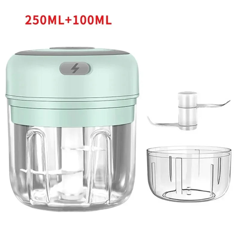 250/100ML Garlic Mincer USB Charging Powerful Mini Electric Garlic Chopper Portable Garlic Crusher Kitchen Food Chopper Unisex Zpaxo 105-2Cups-Green