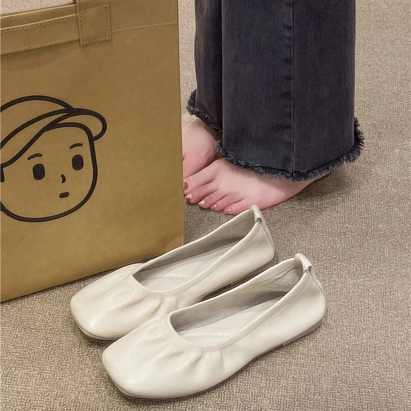 2025 Women's Lightweight Comfortable Shoes Flat Bottom Soft Casual Zpaxo Beige 37