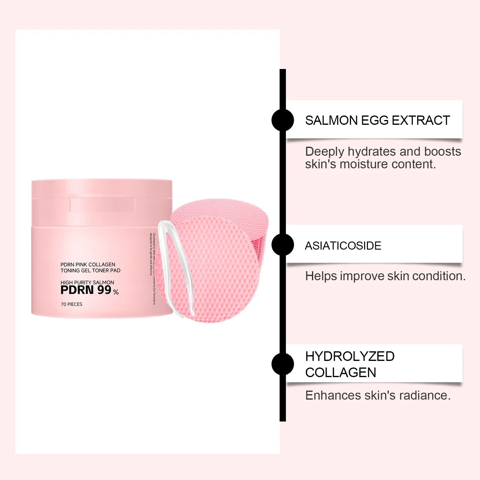Hoygi PDRN Collagen Toner Pads – Brighten, Firm & Hydrate 70pc Toner Pads Zpaxo