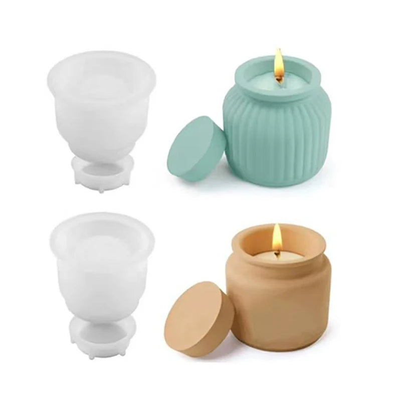 Silicone DIY Candle Jar Mold Lid Aroma Wax Making Resin Concrete Zpaxo