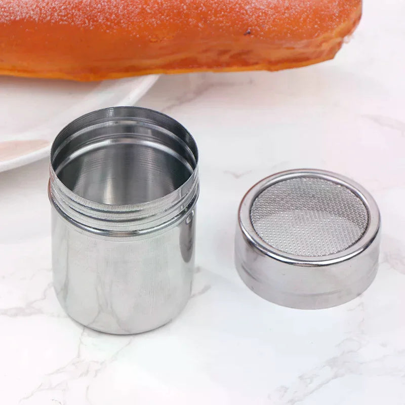 Kitchen Cake BBQ KitchTools Stainless Steel Coffee Shaker Cocoa Chocolate Flour Powdered Sugar Sieve Filters With Lid 1Pc Zpaxo