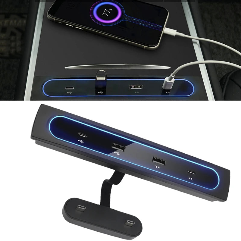 Tesla Model 3 & Y USB Hub – 27W Fast Charger Docking Station