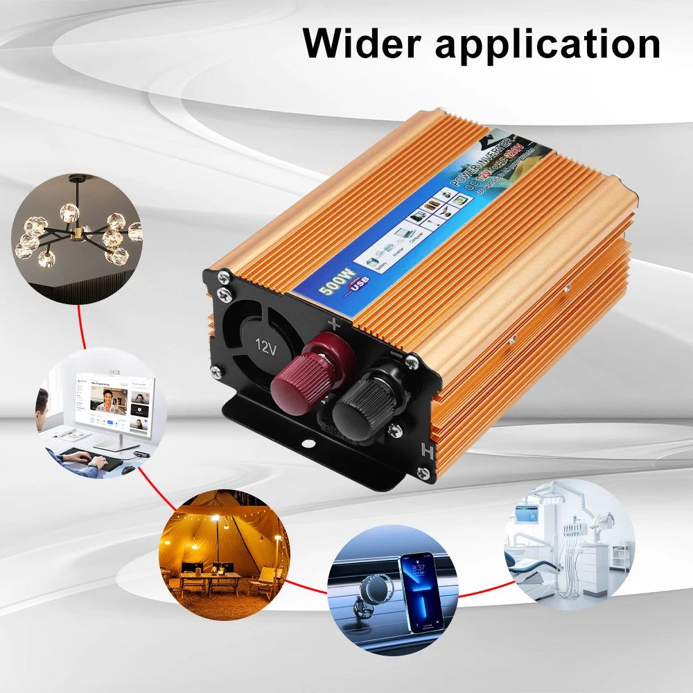Auto Power Supply Inverter Car 500W DC 12V AC 220V Battery Converter