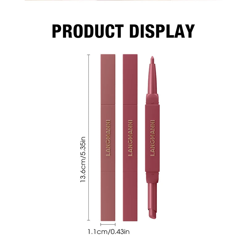 Integrated Waterproof Lipliner+lipstick Pen 2 in 1 Double-end Matte Velvet Lips Stick Silky Texture Lasting Non-stick Lip Makeup Zpaxo