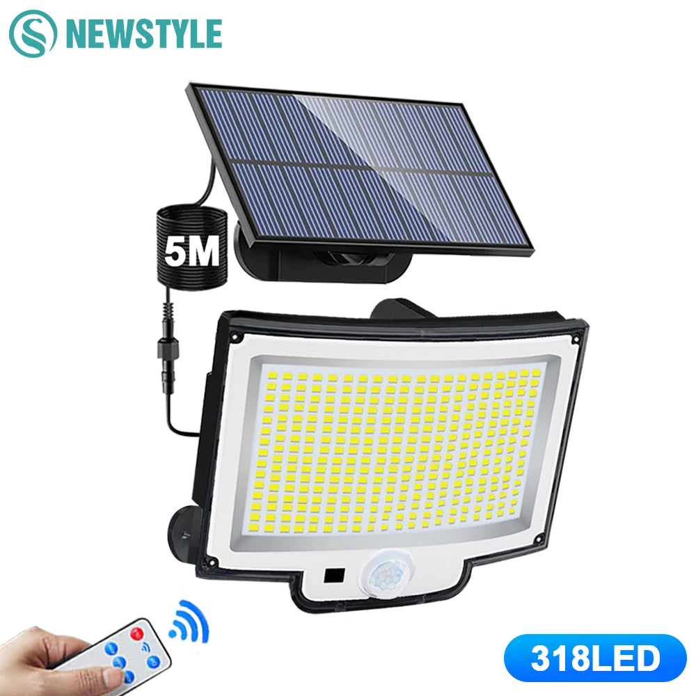 Outdoor Solar Lights 318/348LED Solar Security Lights IP65 Waterproof Motion Sensor Wall Light For Garden Fence Patio Zpaxo