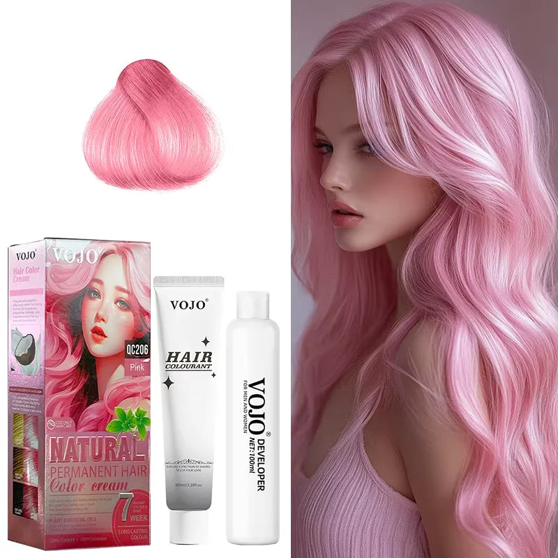 3-in-1 Long-Lasting Hair Dye Shampoo,100ml &100ml Coloring Agent Hair Dye Shampoo for Women and Men,Semi-Permanent Hair Cream Zpaxo pink