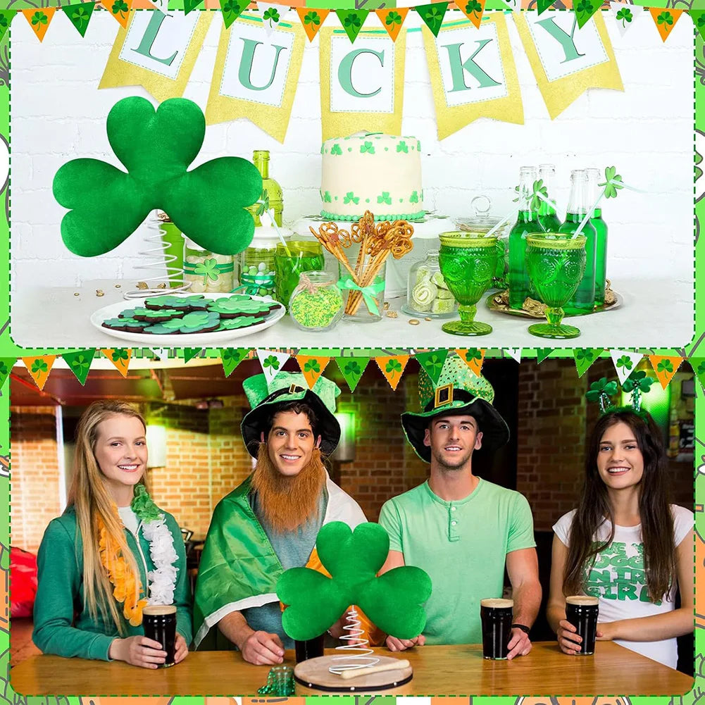 St Patricks Day Tree Topper Metal Base Lucky Shamrock Clover