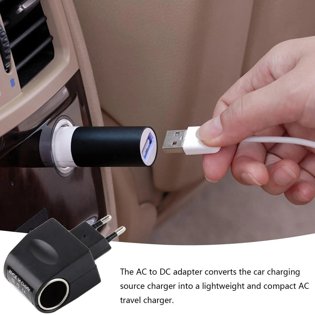12 Volt Car Adapter 220V 12V LED Indicator Converter Black Automotive