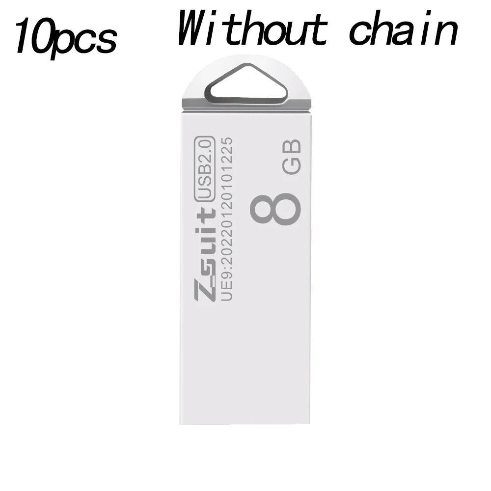 ZSUIT CTK 10pcs USB Memory 64GB USB Stick Pen Drive U Disk 128GB Memory Stick Metal Fall resistant Usb Flash Drive Custom Logo Zpaxo 4GB 10pcs Without chain