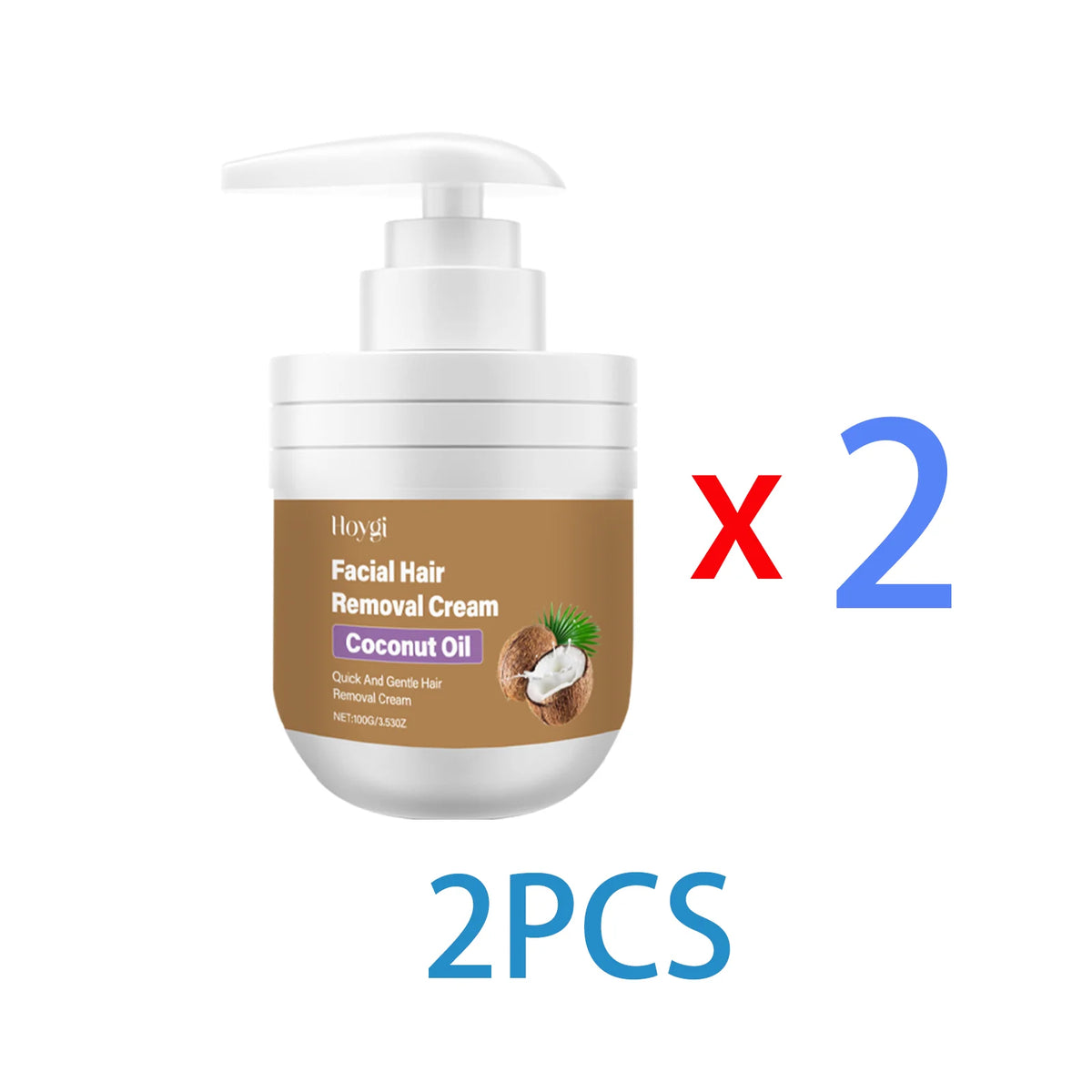Coconut Hair Removal Cream for Body Face Legs Armpits Fast Gentle Depilatory Cream Women Men Sensitive Skin No Irritation 100g Zpaxo 2PCS