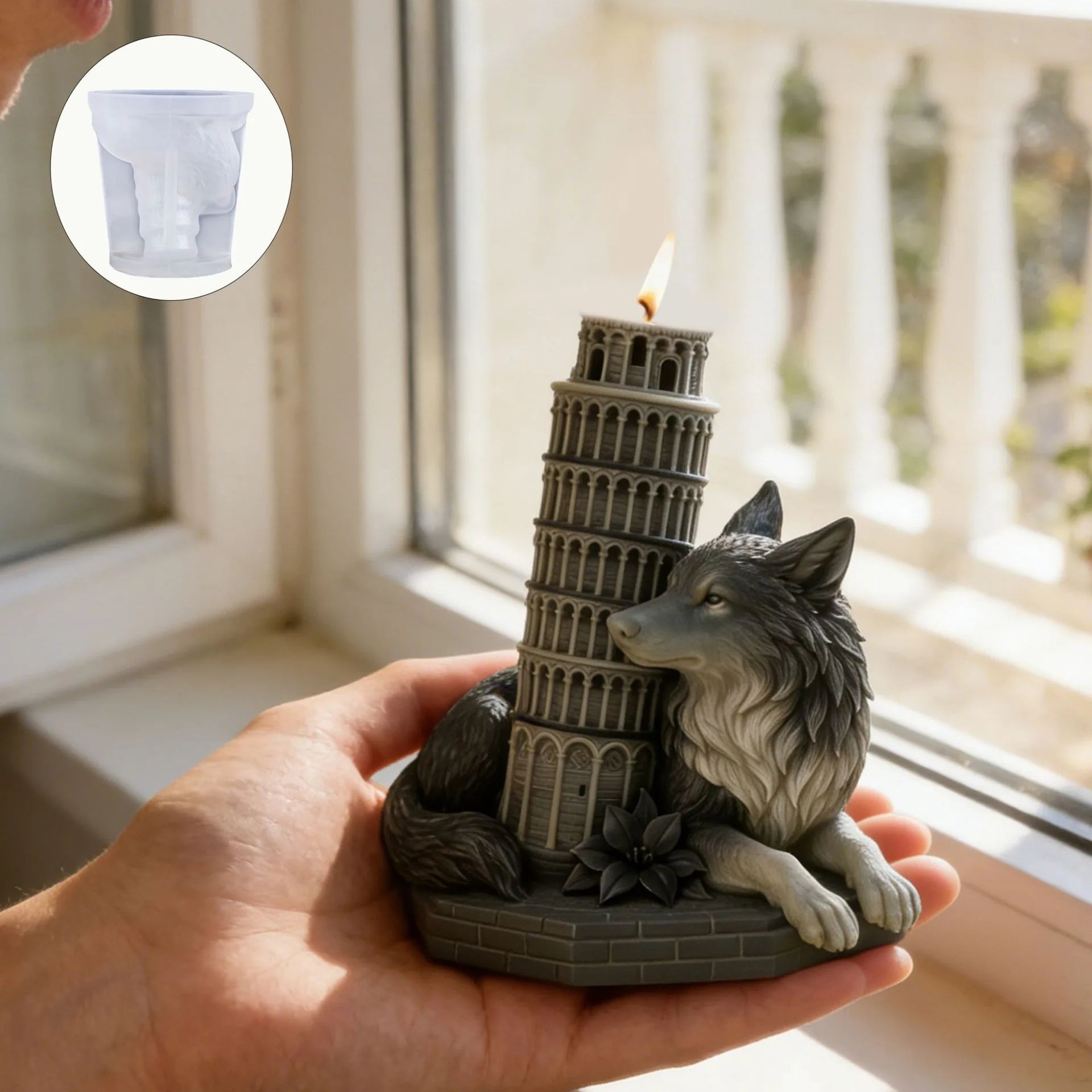3D Gothic Wolf & Leaning Tower Silicone Mold – Candle & Resin