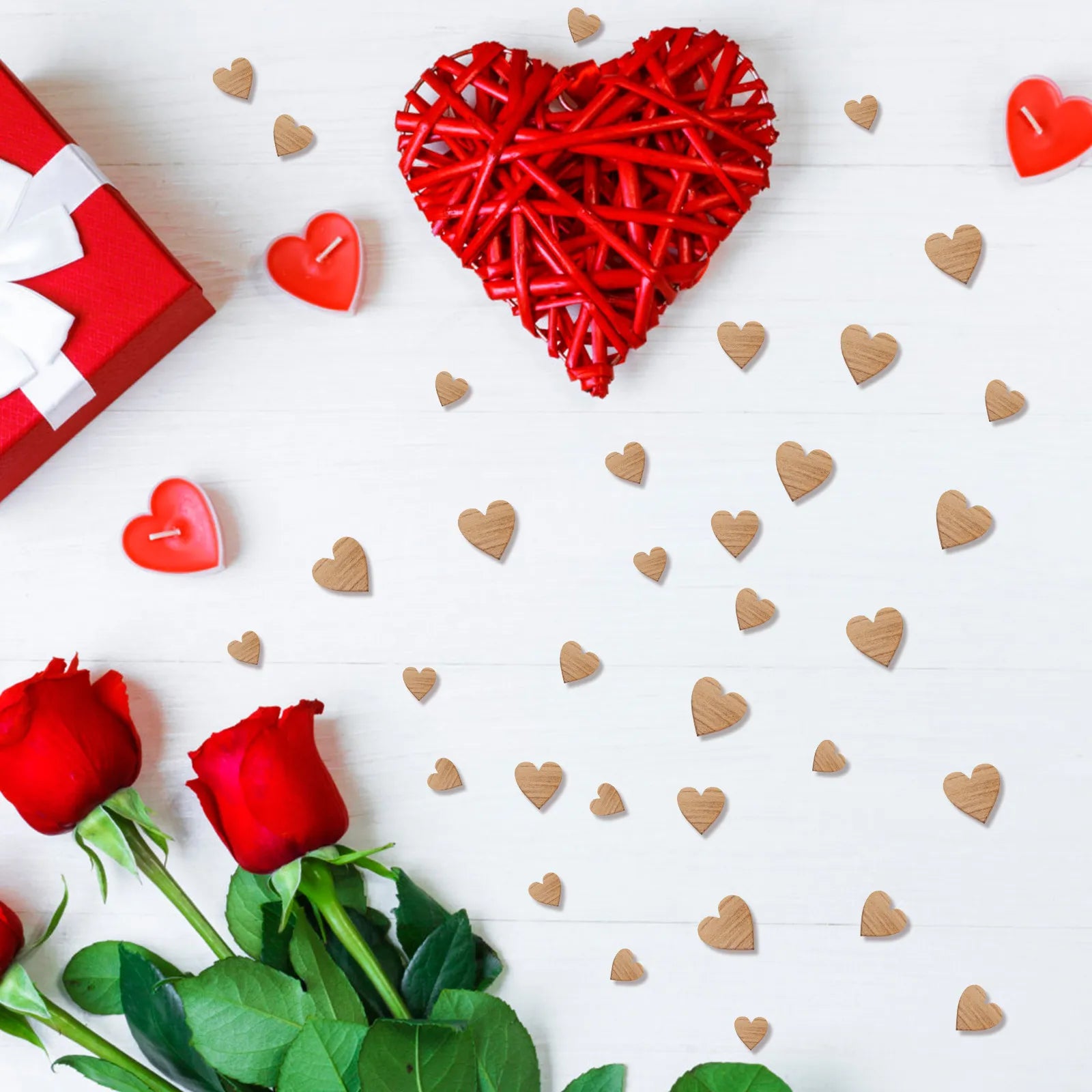 Wooden Heart Slices Natural Craft Cutouts DIY Valentine Day Projects