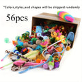 56pcs/28pcs/14pcs Pet Kitten Toys Variety Cat Toy Combination Set Cat Toy Funny Cat Stick Sisal Mouse Bell Ball Cat Supplies Zpaxo 56pcs
