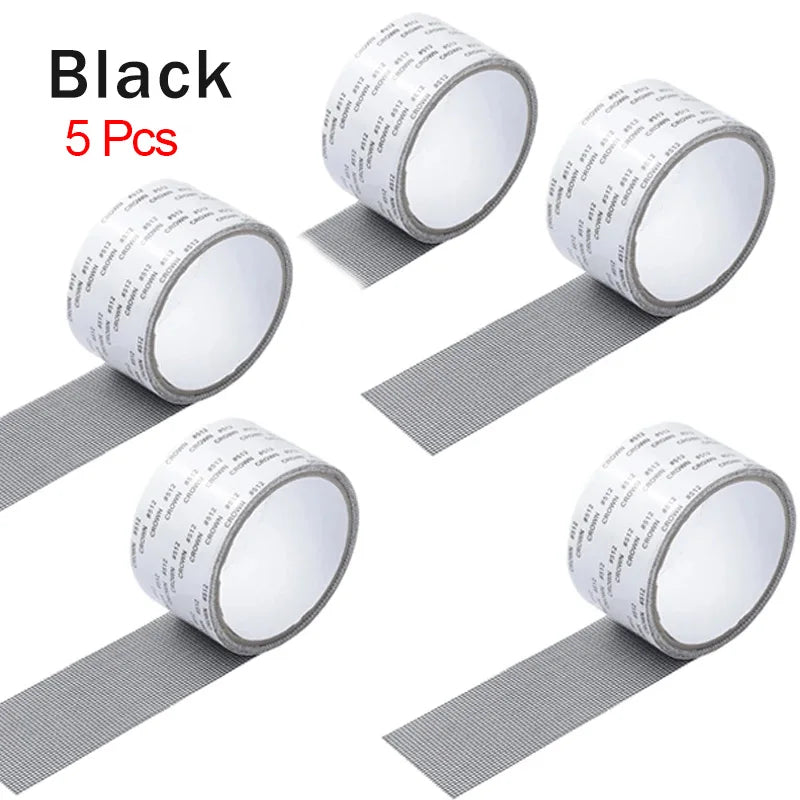 Mosquito Net Windows anti-mosquito mesh Easy-to-Apply Waterproof Window Screen Repair Tape Self-Adhesive Mesh Patch Zpaxo 5pcs-black