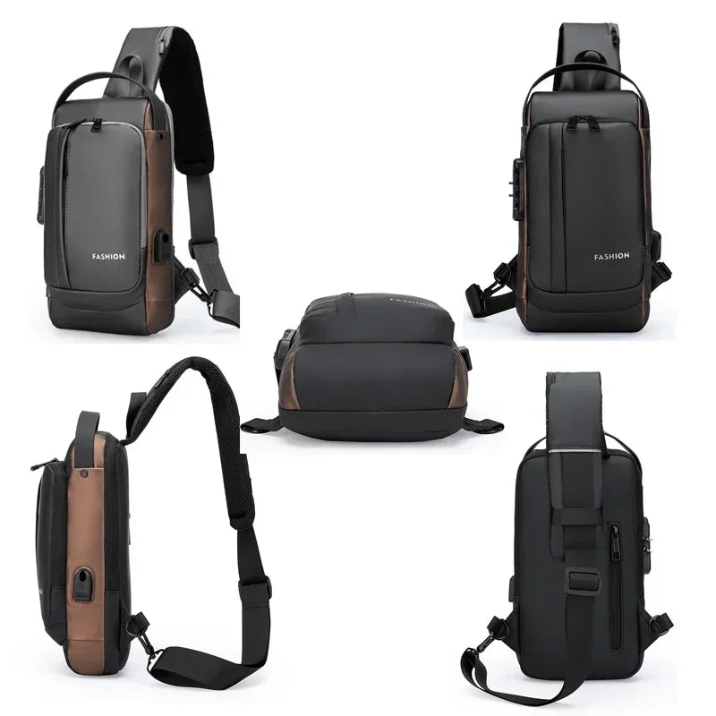 Waterproof Bag Large Capacity Men USB Sports Running Shoulder