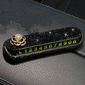 Diamond Car Temporary Parking Sign Rhinestone Phone Number Hidden Zpaxo flower black
