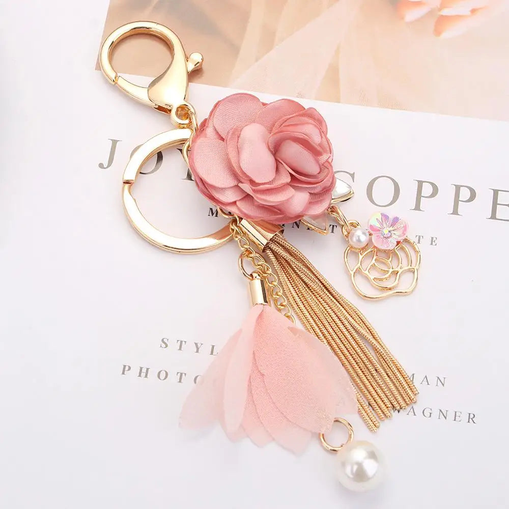 Gifts Charm Pendant Crystal Rose Flowers Jewelry Key Ring Keychain Zpaxo