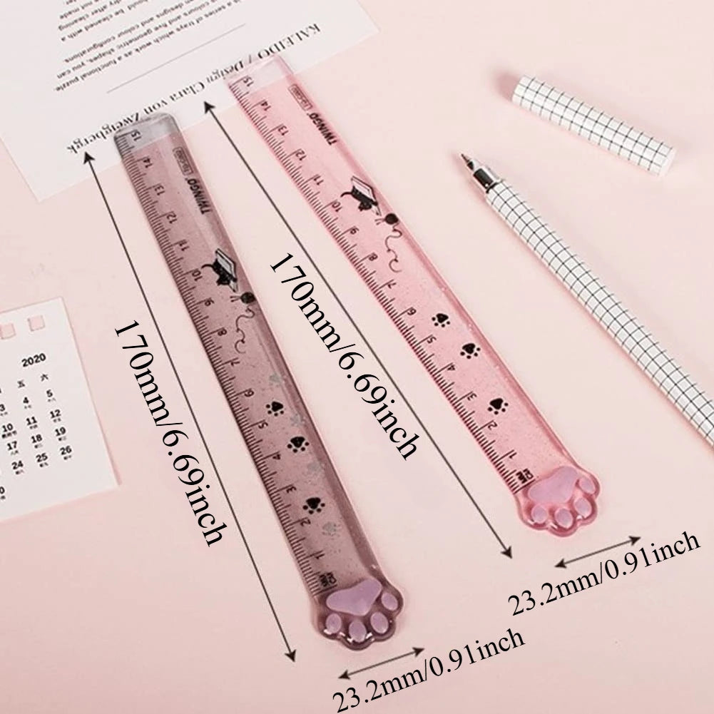 15cm Kawaii Cat Claw Ruler – Cute Cartoon Plastic Straight Edge