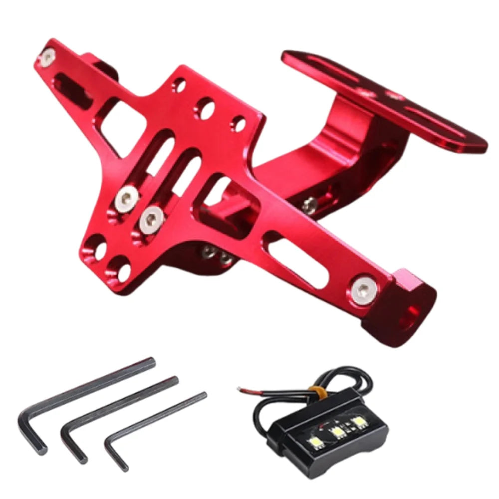 Aluminum Alloy Motorcycle Rear License Plate Mount Adjustable Zpaxo Red