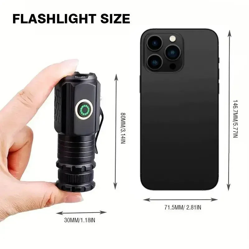 Super Bright LED Flashlight 2000LM | 5 Modes USB-C Magnetic LED Flashlight Zpaxo