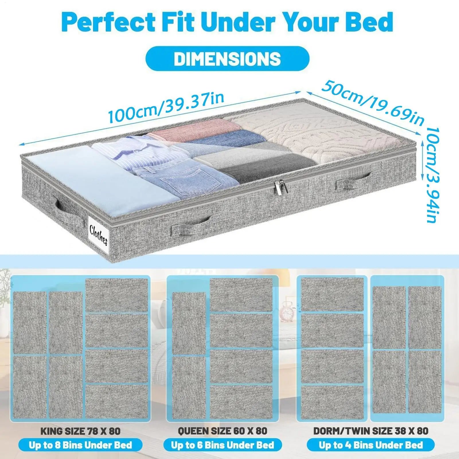 Under Bed Storage Containers Large Capacity Blanket Box Clothes Bins