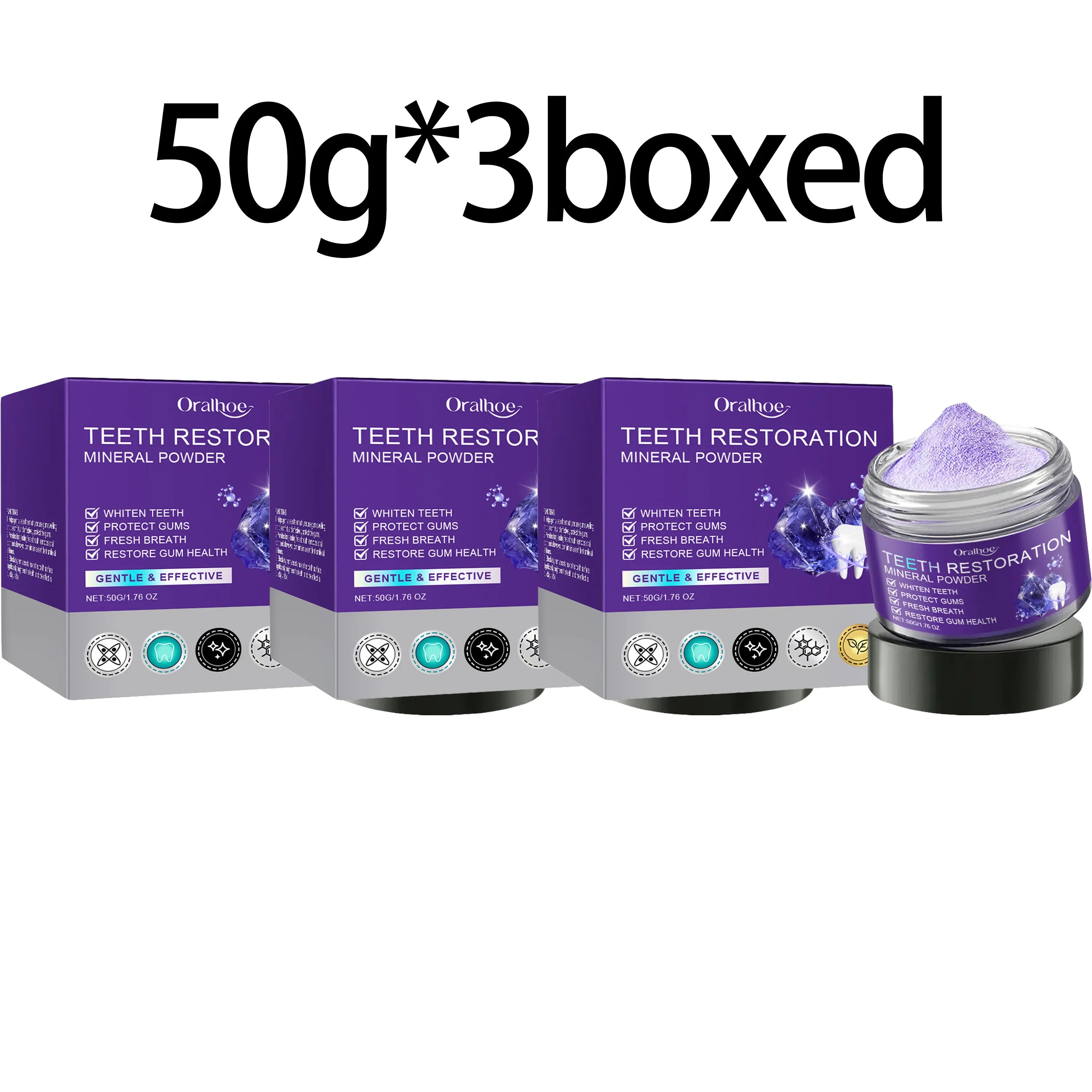 Oralhoe Purple Mineral Whitening Toothpaste – Stain Remover Whitening Toothpaste Zpaxo 50g x 3boxed