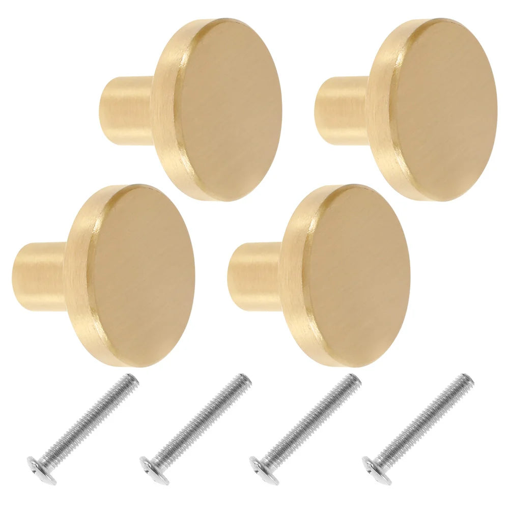 Solid Brass Drawer Knobs 4/8Pcs Antique Design Cupboard Door Cabinet Knob Dresser Single Center Round Pure Copper Handle Knob Zpaxo