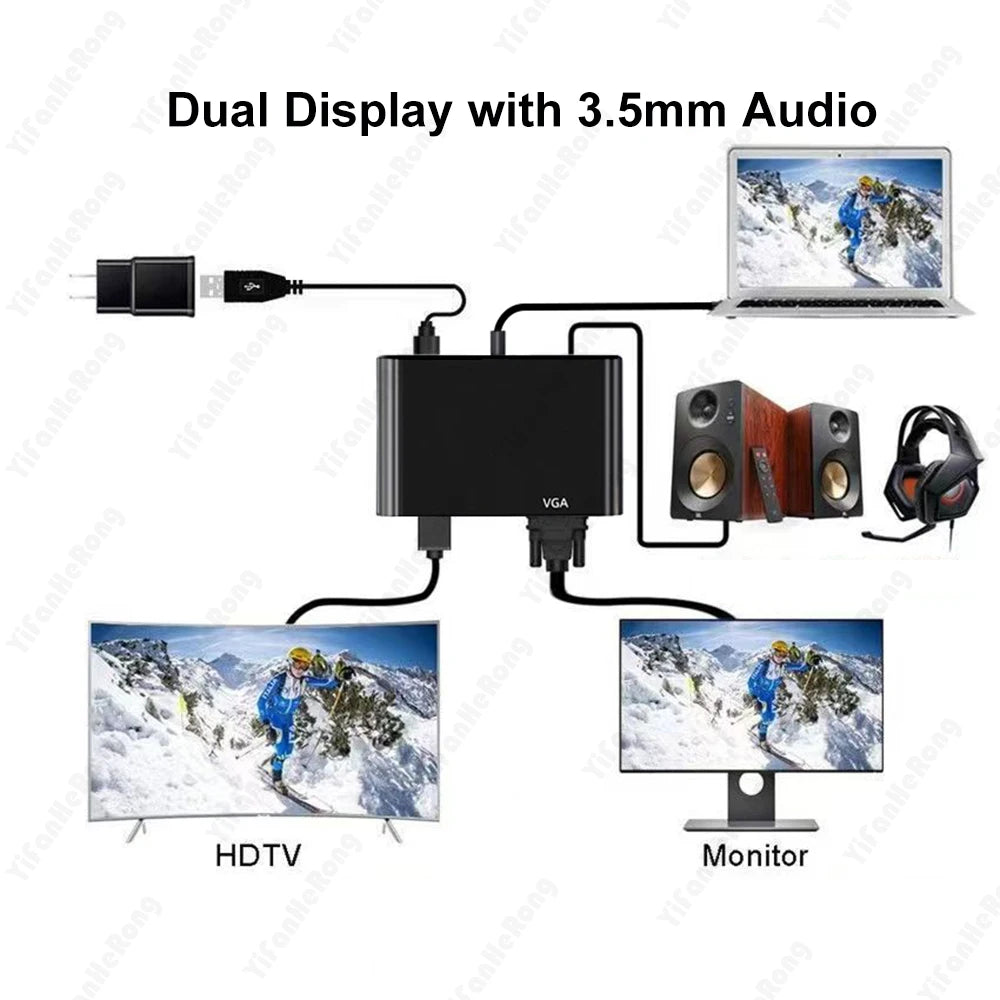 3.5mm Audio 4K HDMI-Compatible To VGA Adapter 1080P Video Converter Digital to Analog for Laptop Projector HDMI-Compatible Cable Zpaxo