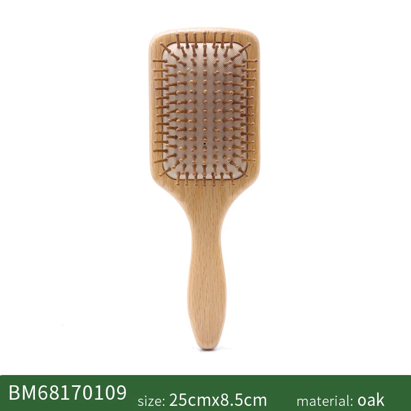 Profesional Hair Brush Women Wooden Hair Comb Healthy Cushion Massage Scalp Brush Paddle Hairbrush Wide Tooth Comb Hair Care Zpaxo Oak Wood- A China Mainland