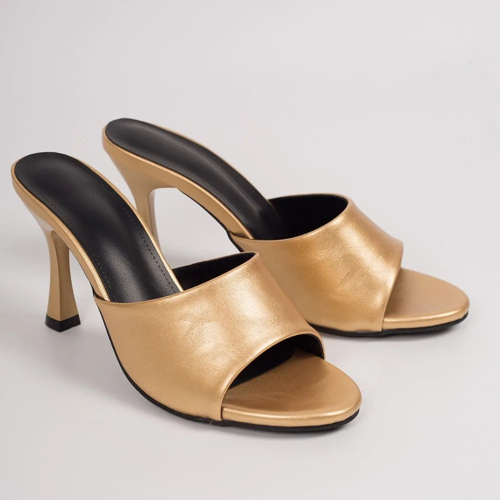 Summer Stiletto Heels Women Slippers Concise Slip Open Toe Dress Zpaxo 35 image color 1