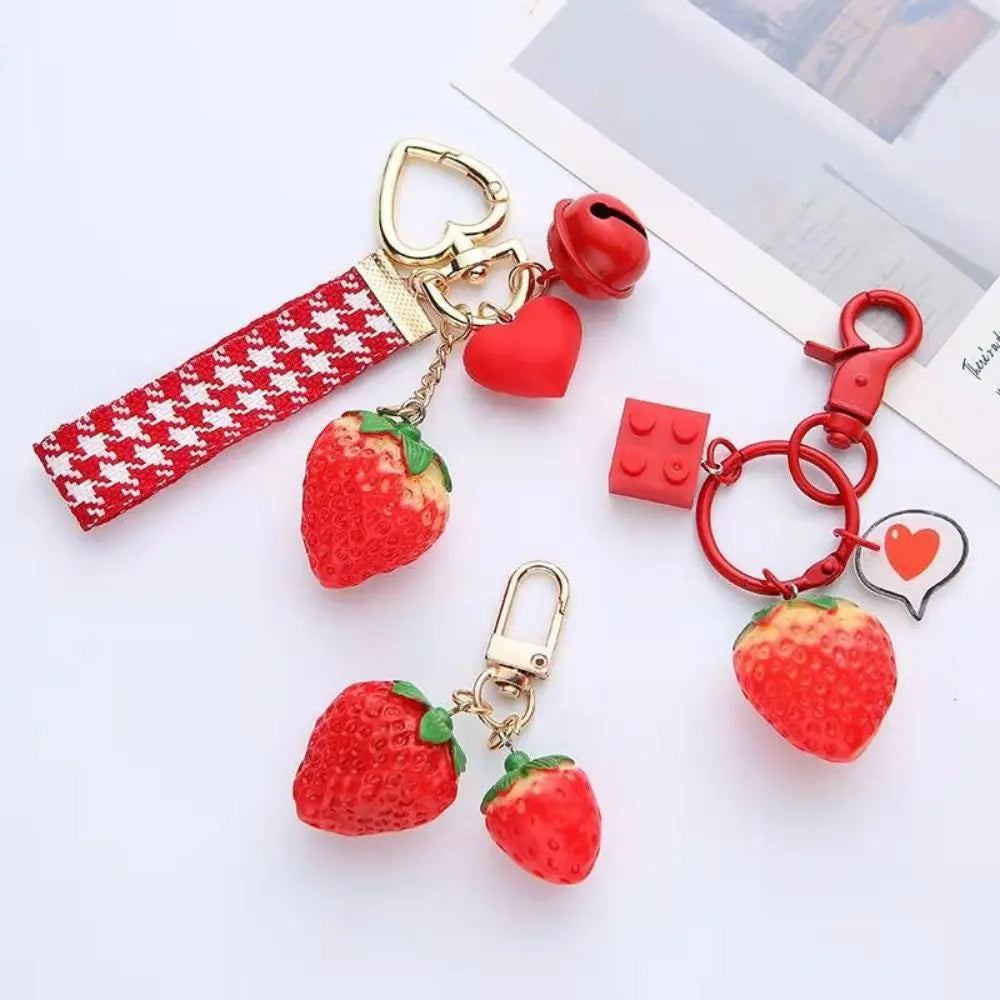 Cute Creative Car Key charms Bag Pendant Gift For Friend Backpack Pendant Key Accessories Strawberry Heart Keychain Key Holder Zpaxo