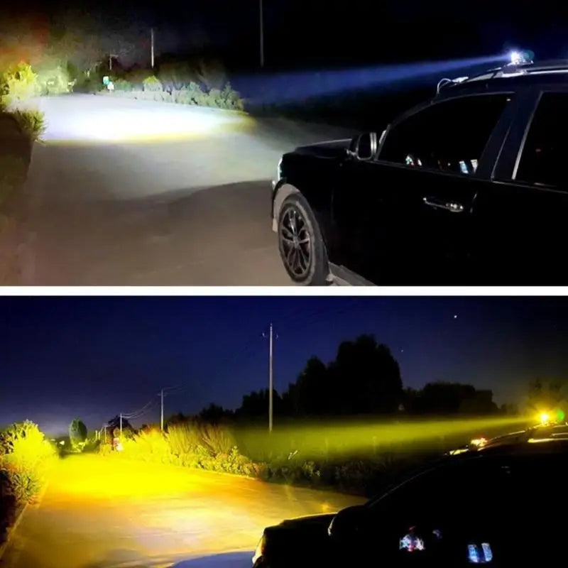 Dual Color LED Motorcycle Spotlights – 12V Mini Driving Lights
