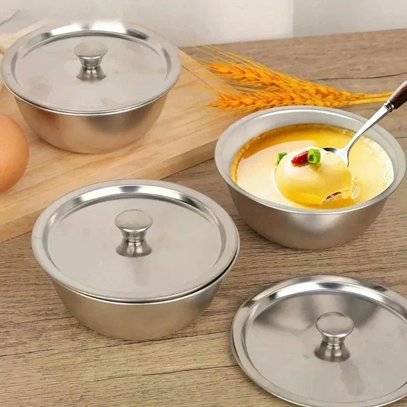 304 Food Container Rice Noodles Bowl Kitchen Tableware Fruit Salad Dessert Soup Bowl Stainless Steel Steamed Egg Bowl With Lids Zpaxo
