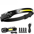 1 Headlamp USB Rechargeable LED Sensor Flashlight XPE+COB Torch Zpaxo Set C