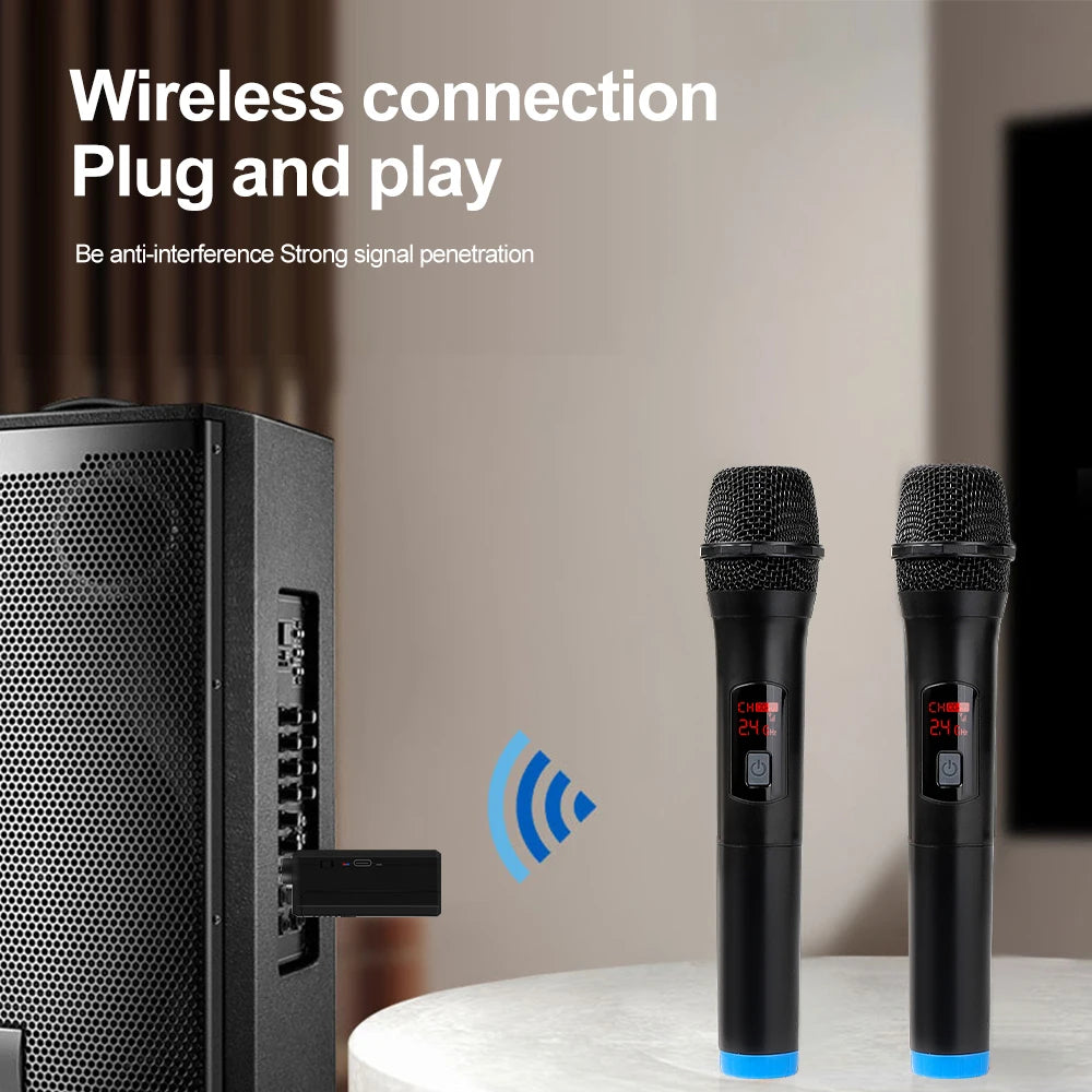 Wireless Microphone Handheld Micphone 2 Channels UHF Fixed Frequency