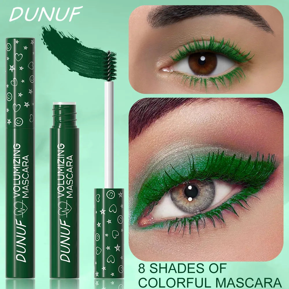 2pcs Green Purple Slender Curly Mascara, Color Mascara Waterproof Not Easy To Smudge, Portable Fine Brush Head，Holiday Makeup Zpaxo