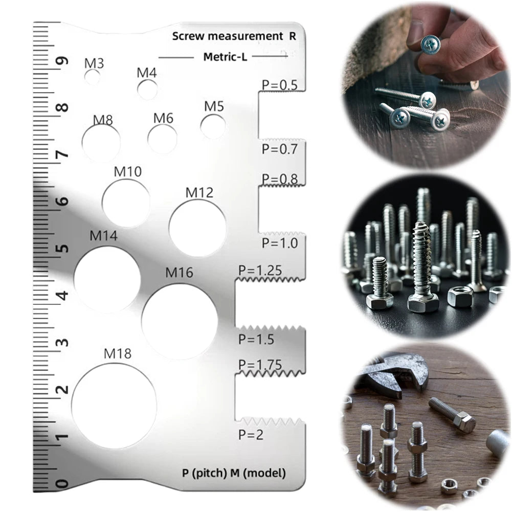 Screw Thread Pitch Gauge Ruler Anti-slip Metric Angle Model Measuring