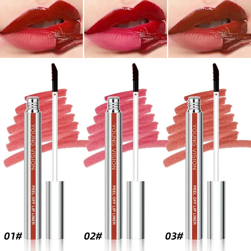Tear-Off Lip Liner Peel-Off Lip Liner Matte Smudge-Free Hook & Loop Lip Pencil Makeup Pencil 3 Color Zpaxo