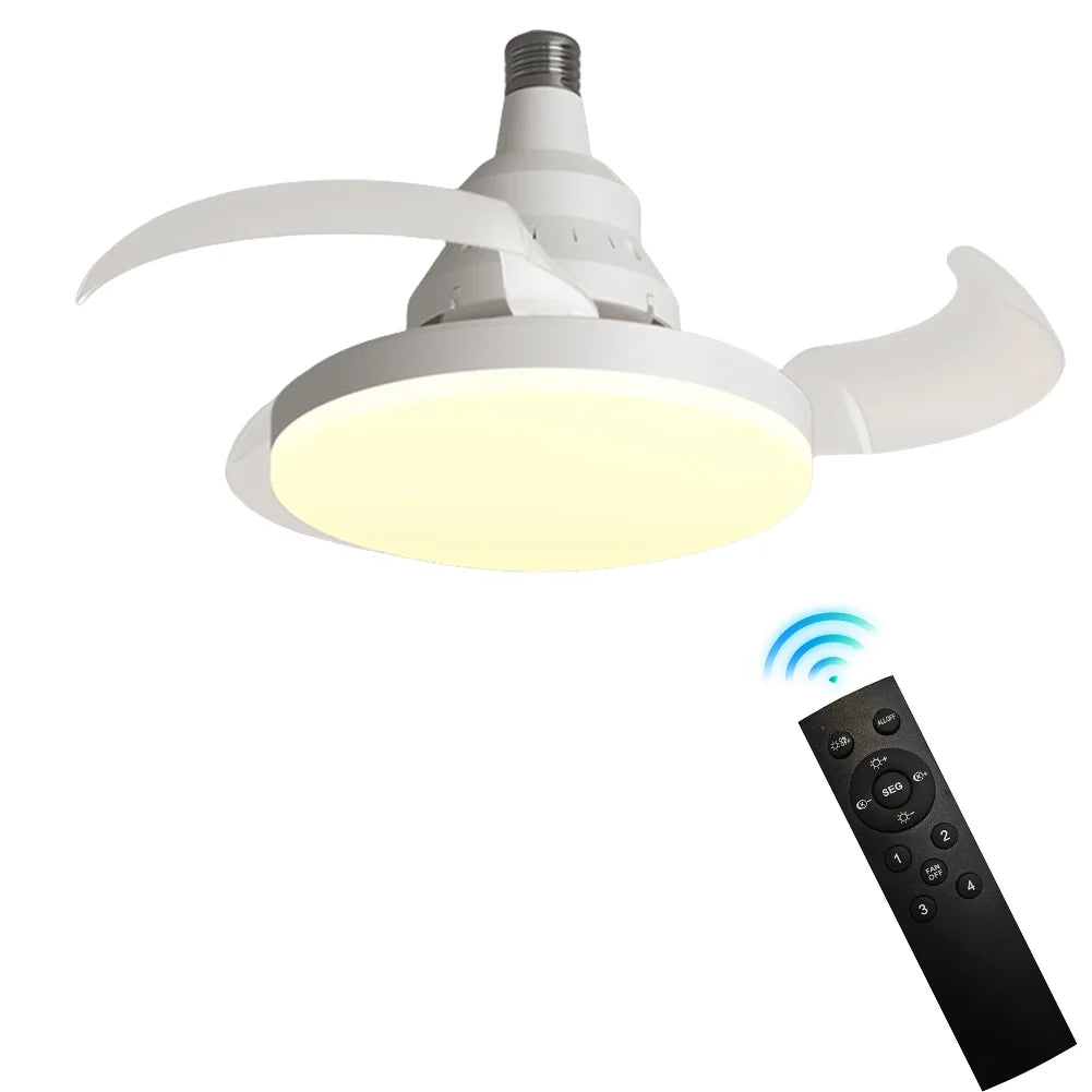 Portable Hanging Fan LED Light Remote Control Cordless 3 Gears Zpaxo