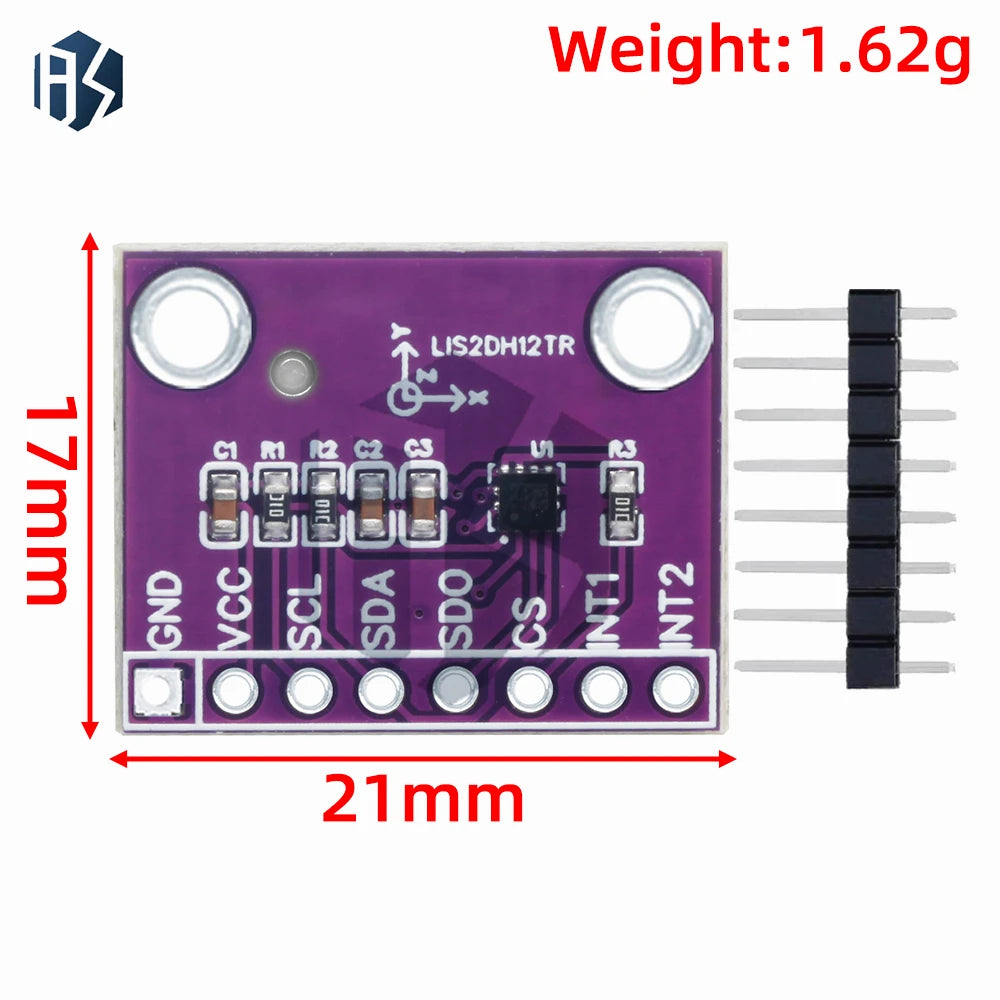 LIS2DH12TR Triaxial Accelerometer Module ADXL345 Alternative Sensor Zpaxo