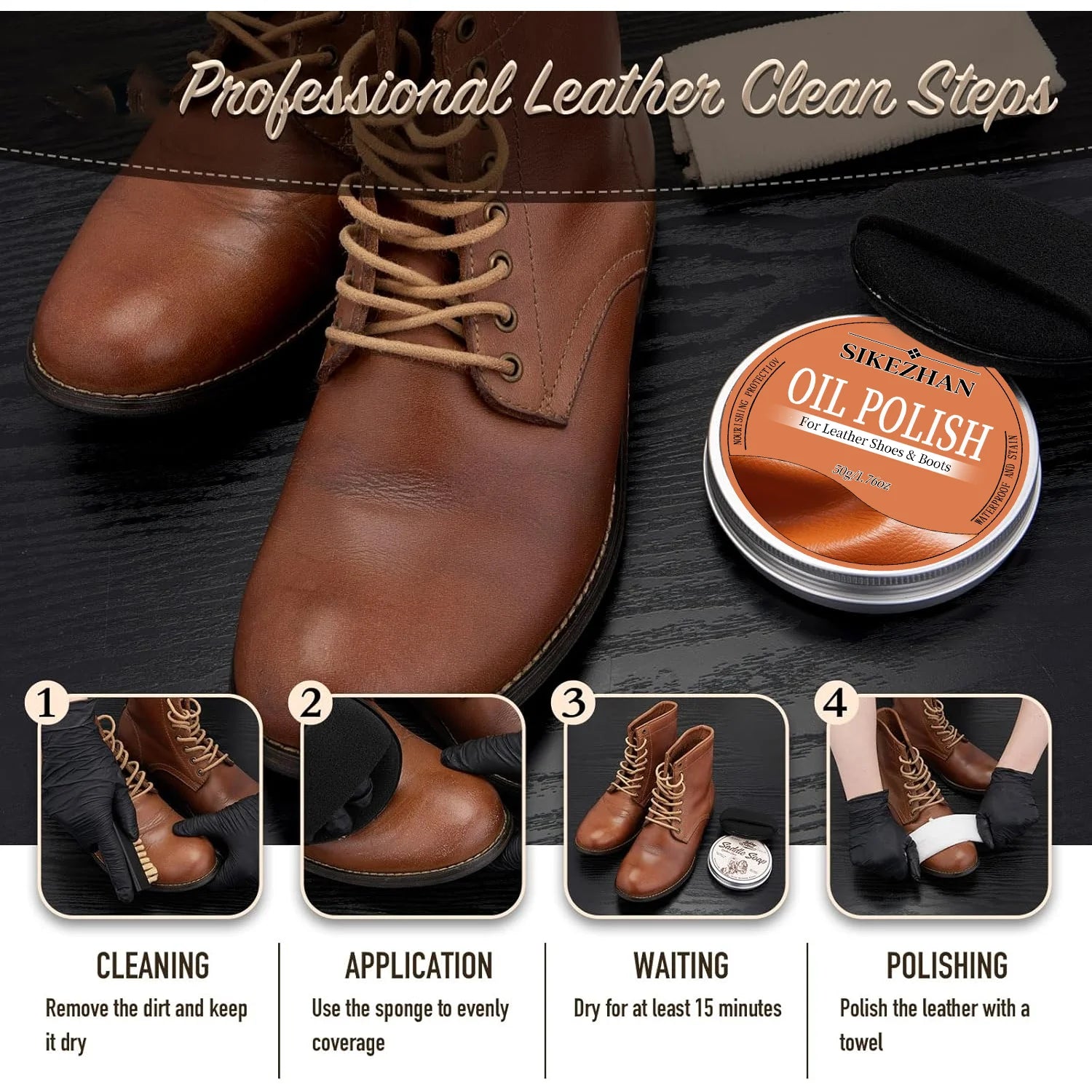 Finest Leather Shoe Polish Oil – Premium Shoe Care Cream for Leather Shoes and Boots, Nourish Restore Shine Waterproof & Protect Zpaxo
