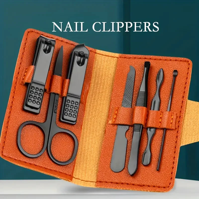 Professional Stainless Steel Nail Clipper Set - High Carbon Concave Blades, Portable Nail Care Kit with Storage Case for Men & W Zpaxo